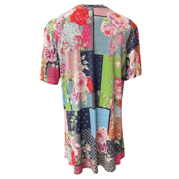 Johnny Was Women's The Janie Favorite Short Sleeve Crew Neck Swing Tee Sz Large - Picture 5 of 8